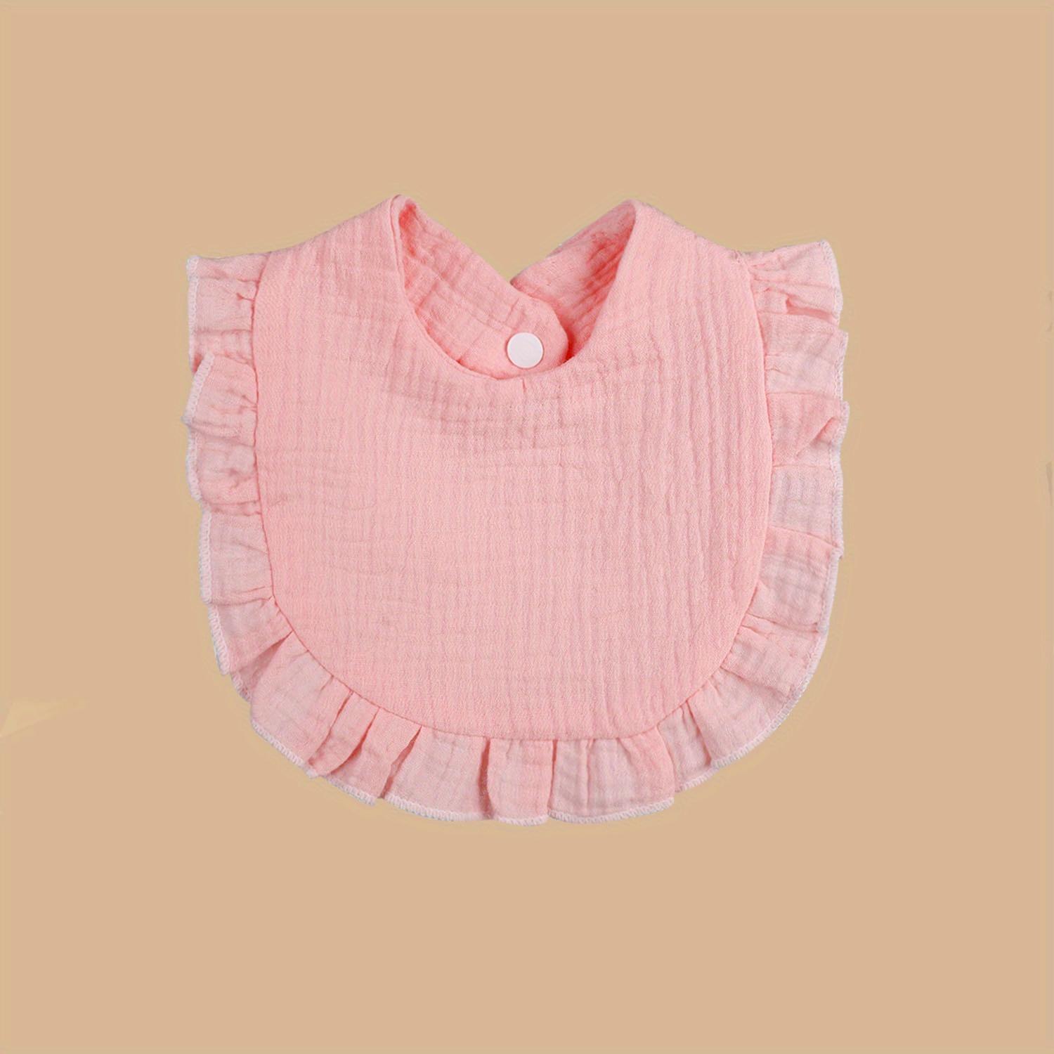 

Детские нагрудники с цветочным принтом, регулируемое полотенце со слюной, муслиновые хлопковые ткани с рюшами по краям, Радужный шарф для кормления девочек класса А розовый