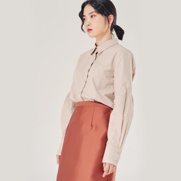 Primavera Shirred Sleeves Shirt (Beige) Beige
