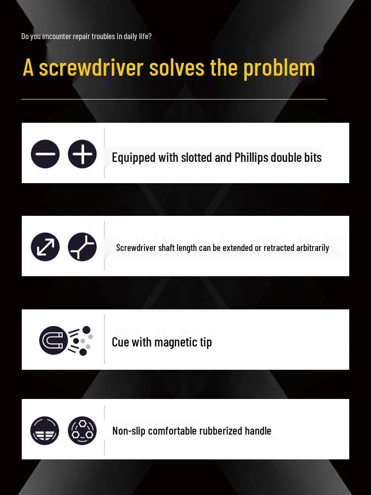 Two-Way Household Screwdriver Set: Multifunctional Phillips, Industrial Slotted, Torx, Magnetic.