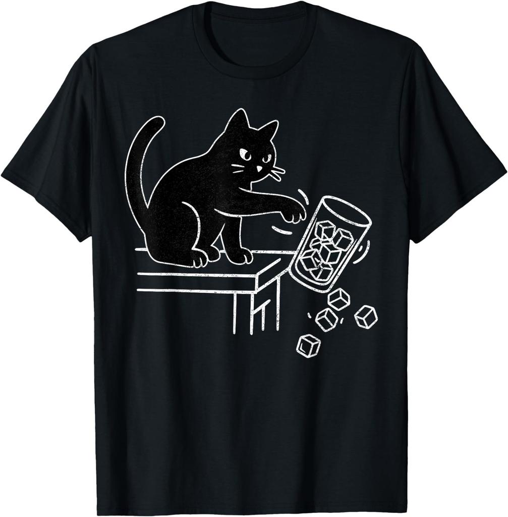 Abolish ICE Funny Black Cat Pushing Ice Cat Meme Men Women T-Shirt