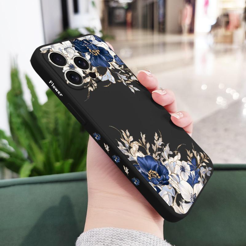 

Brilliant Peony Phone Case For iPhone 17 16 16e 15 14 13 Plus Pro Max Mini Silicone Cover iPhone 16 Pro чорний
