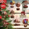10PCS/SET 2D Christmas Tree Hanging Decoration Navidad Party Supplies 2025 New Year Present Festival Pendant Xmas Decoration