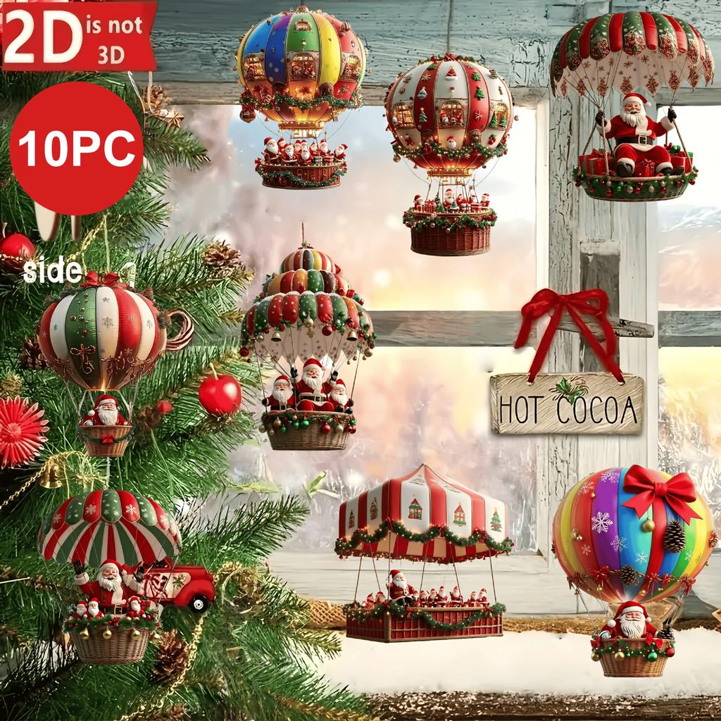 10PCS/SET 2D Christmas Tree Hanging Decoration Navidad Party Supplies 2025 New Year Present Festival Pendant Xmas Decoration