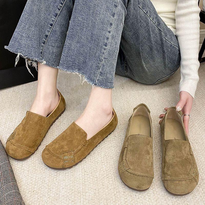 2025 spring new Doudou shoes single shoes soft sole breathable mother shoes flat non-slip casual versatile comfortable cloth shoes