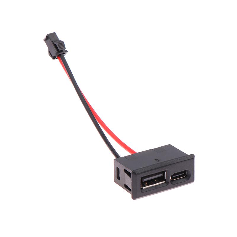 1Pcs Double Layer White/Black USB Female Base Type-c Socket USB Lamp Charging Socket Power Socket 2P With Cable Connector