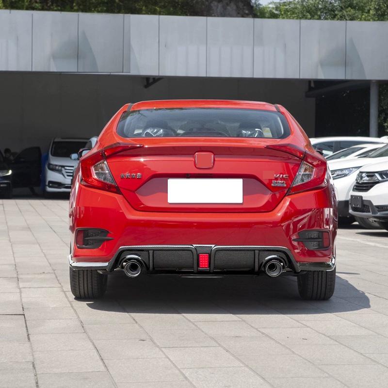 Tenth Gen Civic Exhaust Pipe Spoiler with Lights & Carbon Fiber Front Lip Body Kit