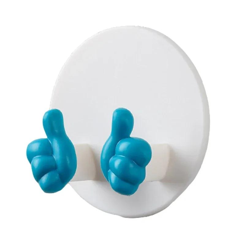 Creative Thumb Plug Holder Punching-free Wall Adhesive Key Bag Hanger Hook Bathroom Gadget Towel Razor Rack Kitchen Gadgets Hook