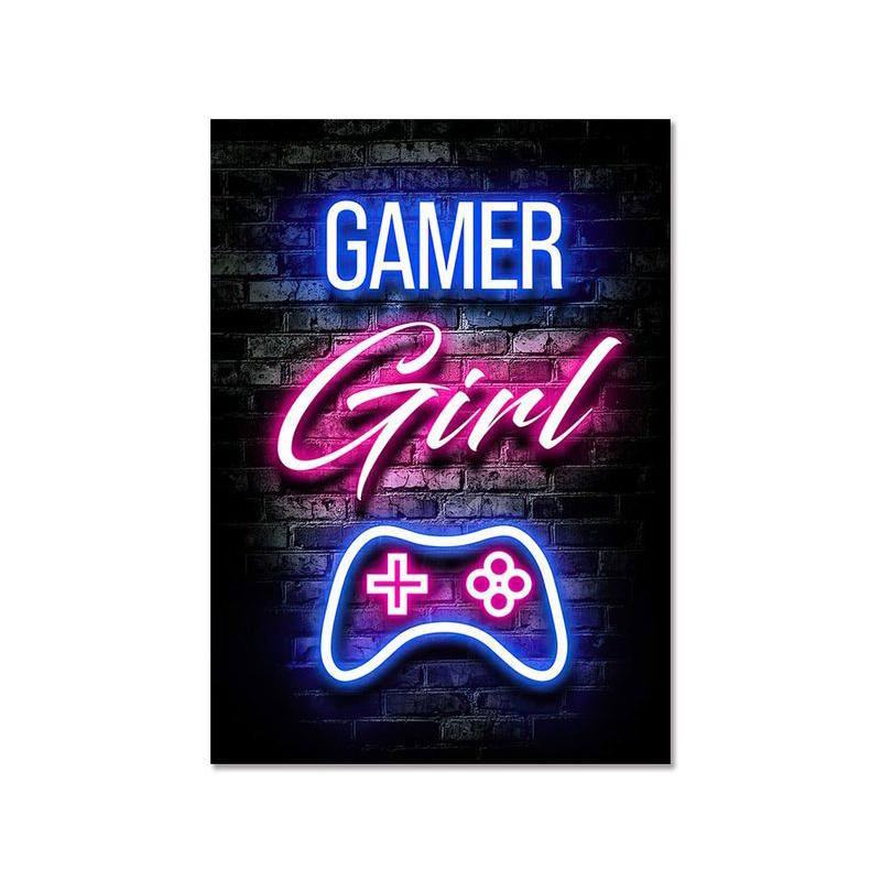 Mode Retro Spielzimmer Neon Poster und Drucke Moderne Leinwand Malerei Wand Kunst Bild für Gamer Junge Schlafzimmer Dekoration