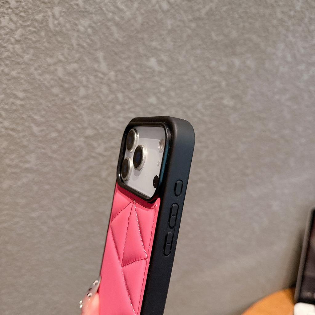 Für iPhone 17 Pro Hülle Dreieck Stepp Daunenjacke Design PU Leder TPU Handyhülle