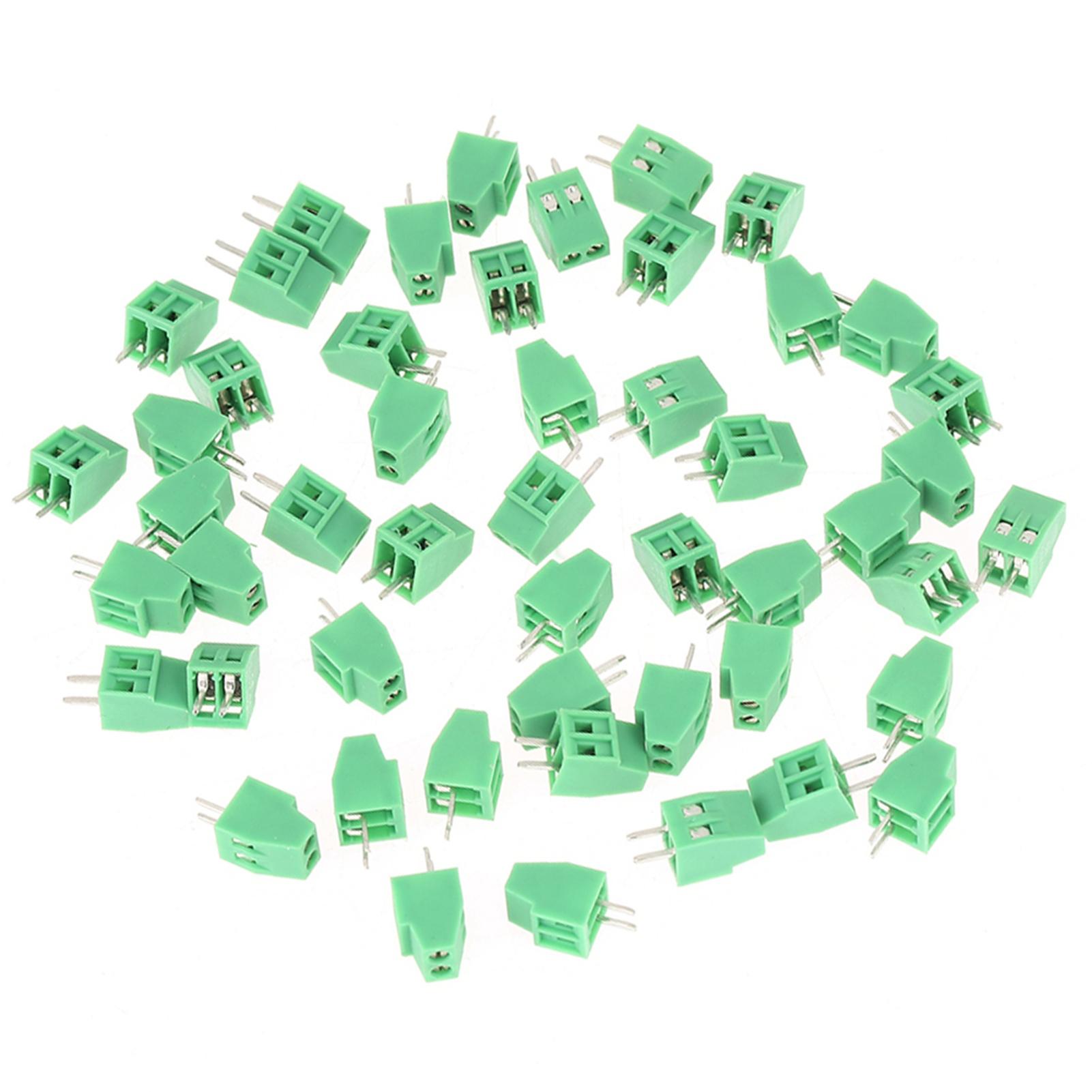 

50pcs/set 2 Pin 2.54mm Pitch Green PCB Universal Screw Terminal Block Connector зелений