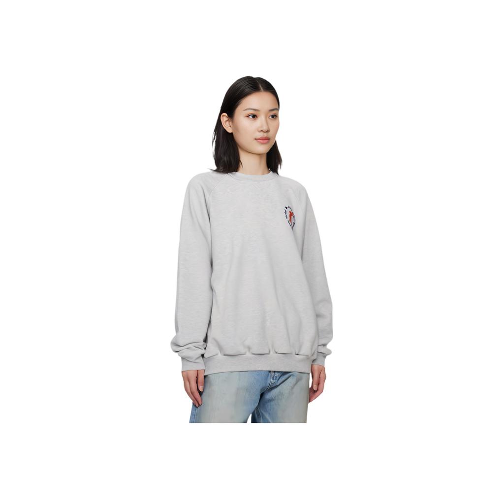 Li-Ning Daily Gold Pure Color Rabbit Print Pullover Crew Neck Sweatshirt Unisex Tops Floral-Grey Tile-Grey AWDT237-1