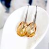Elegant Female Big Water Drop Crystal Stone Hoop Earrings Trendy Fashion Silver Color Wedding Jewelry For Women