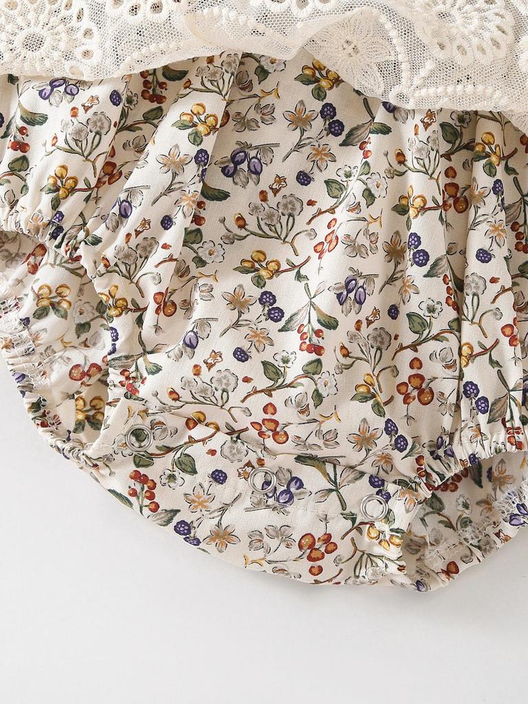 Newborn Girl's Lace Romper - Summer Short Sleeve Princess Outfit for 100 Days