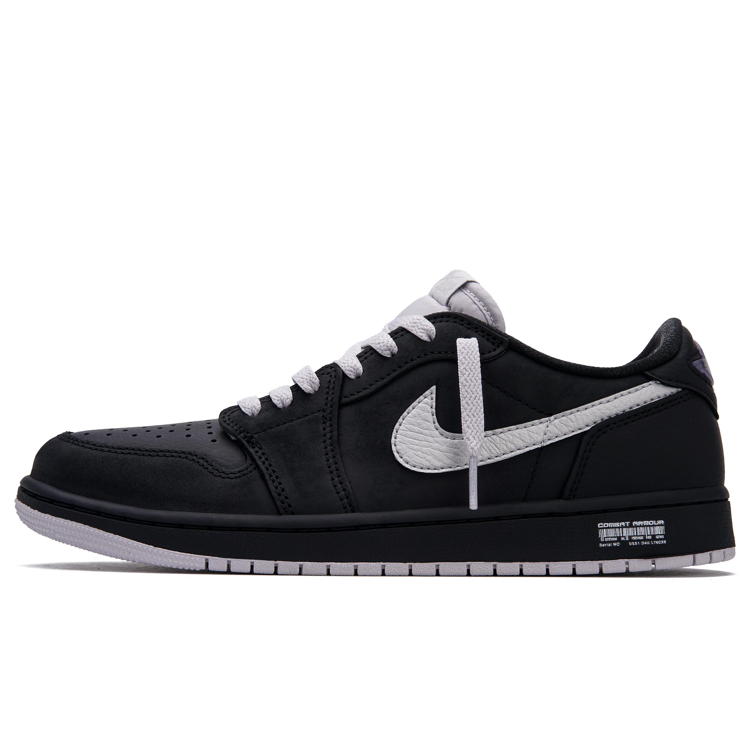 

Jordan Air Jordan 1 Slip Resistant Abrasion Resistant Low top Vintage Basketball Shoes Unisex Black Silver CZ0790-002(Team734-) 40
