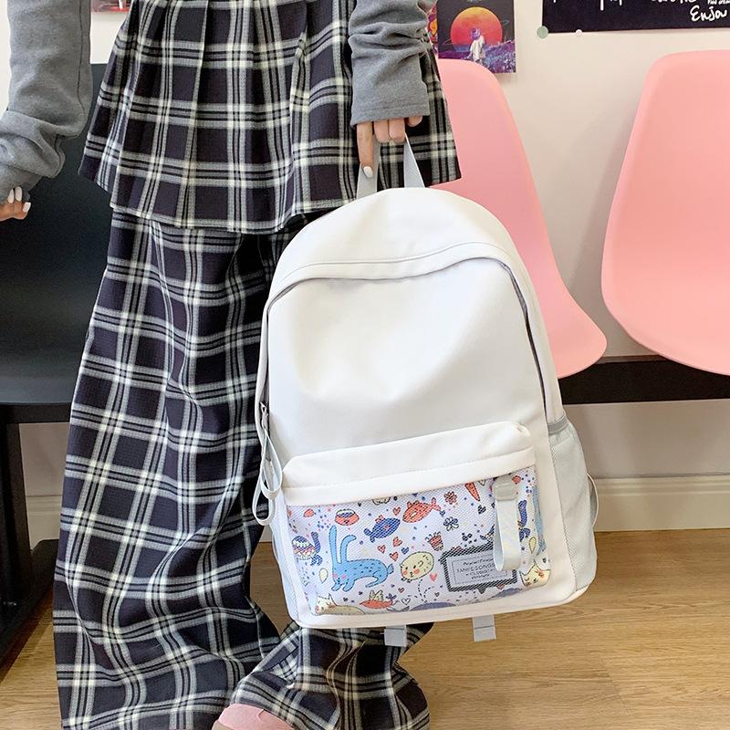 Schoolbag School Bag Neutral Large Capacity Simple Backpack Korean Edition Fashion Backpack Student Male Female Campus High School School Bag