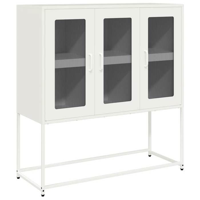 VidaXL Buffet blanc 100,5x39x107 cm acier laminé à froid, meuble de rangement, meuble de rangement de cuisine, meuble de 853409