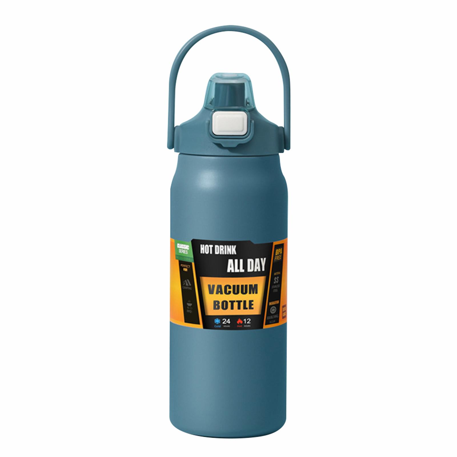 Bouteille Thermos en Acier 800-1500ML Portable Grande Bouchon Bouteille d'Eau Isolée Thermos Outdoor Sports Gourde à Vide Thermos 1000ml