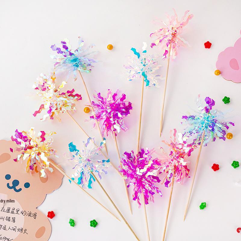 Topper Pioggia Colorato Stile Coreano con Nappe e Paillettes per Decorazione Torta di Compleanno