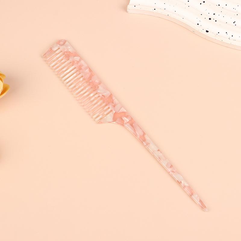 High Quality Acetate Korean Style Simple Marble Texture Long Handle Pointed Tail Comb Anti-Static Hairdressing Comb