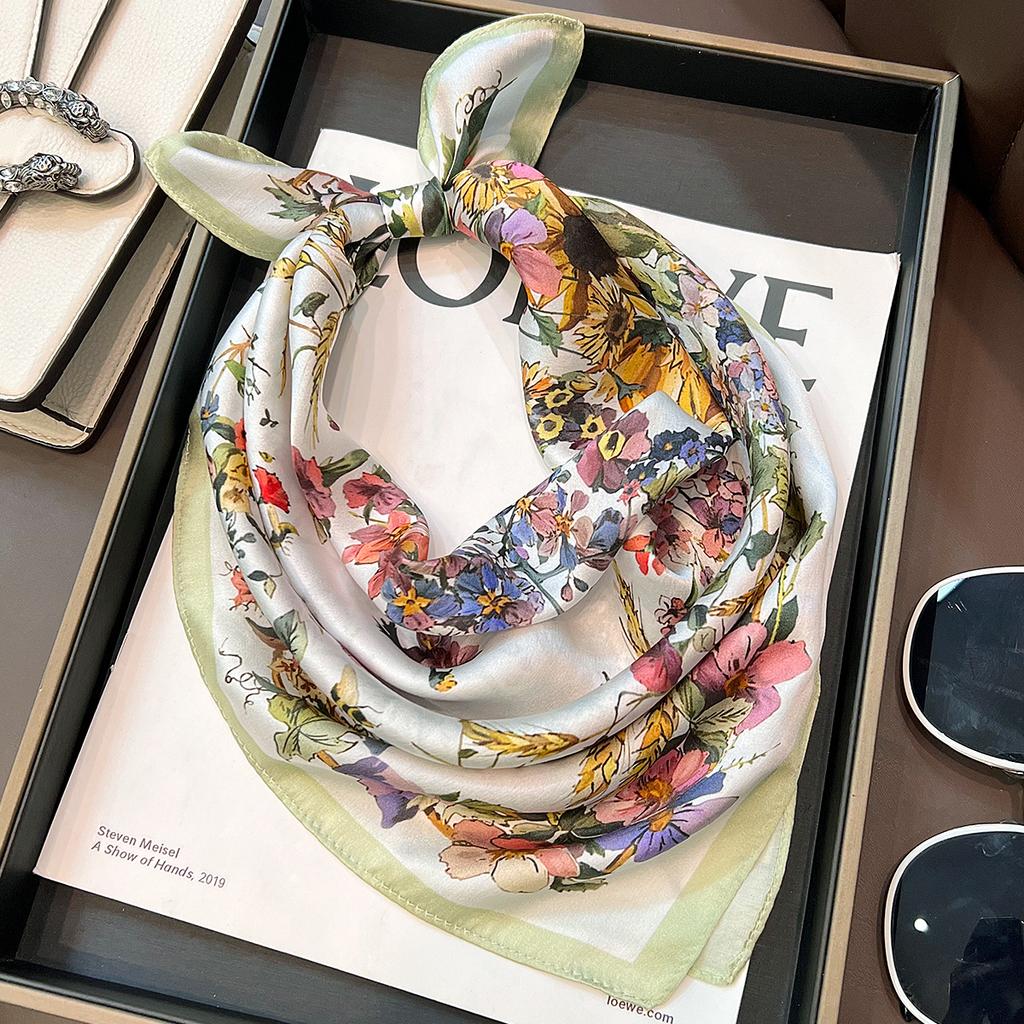 100% Natural Real Silk Scarf Fashion Lady Small Neck Foulard Female Bandana Scarves for Women Hijab Shawl Wraps Headkerchief