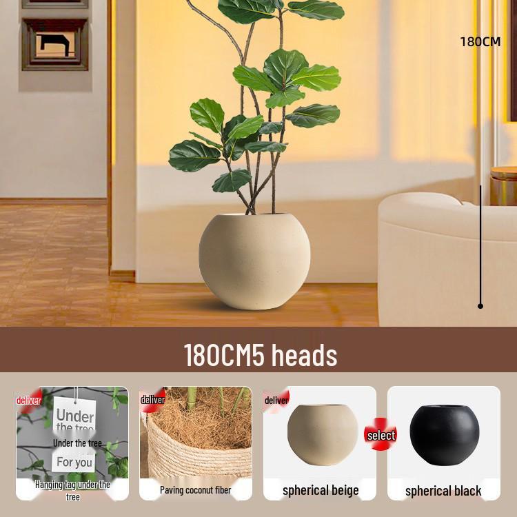 Large Potted Fiddle-Leaf Fig: Luxury Faux Green Plant for Living Room Decor