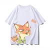 202526 Summer Disco Zootopia Themed Printed Pure Cotton Tshirt Fashionable Loose and Casual Shortsleeved Unisex Tshirt