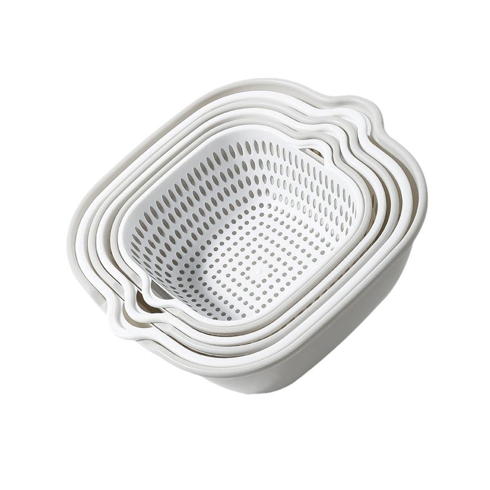Set Coș Strecurătoare Chiuvetă Bucătărie Multifuncțional Strat Dublu Coș Fructe Legume 1/6 buc Bazin Spălare Fructe Scurgere Legume