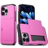 Carteira Push Pull Slot para Cartão Capa de Telefone de Cor Sólida Luxuosa Para iPhone 16 Pro Max E 14 11 12 13 15 Pro Max Mini Bumper Capa Traseira