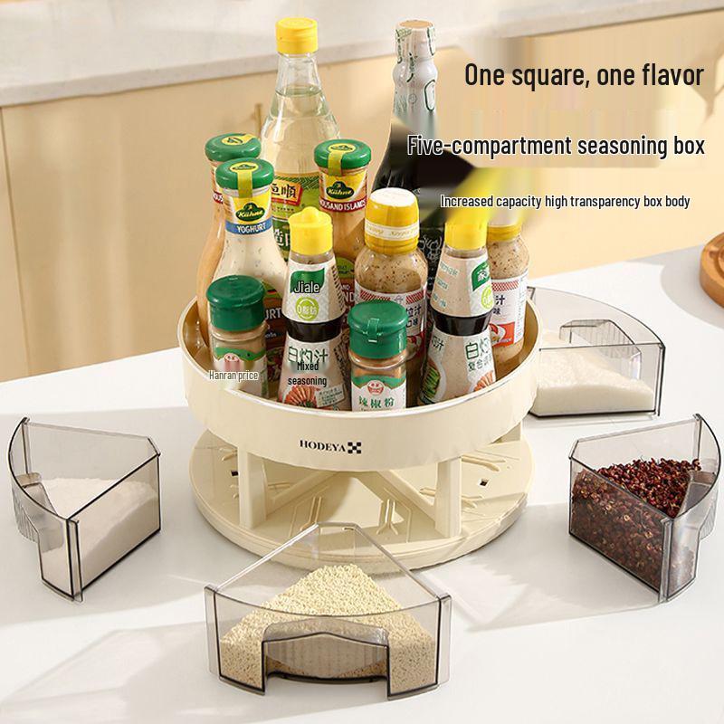 Dönen Mutfak Baharatlık & Baharat Düzenleyici - Şişeler ve Kavanozlar için Çok Fonksiyonlu Köşe Depolama