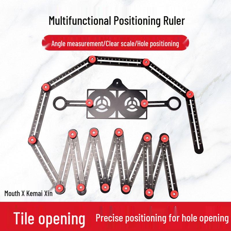 Aluminum Alloy Six-Fold Multifunctional Woodworking and Tile Measuring Ruler with Universal Locator