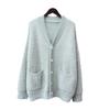 Imitation mink velvet knitted cardigan women's loose V-neck versatile solid color autumn and winter new sweater jacket thick