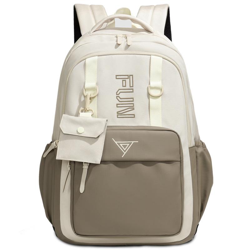 College Style Backpack Men's Large Capacity Backpack Junior Senior High School Student Contrast Color Campus Schoolbag