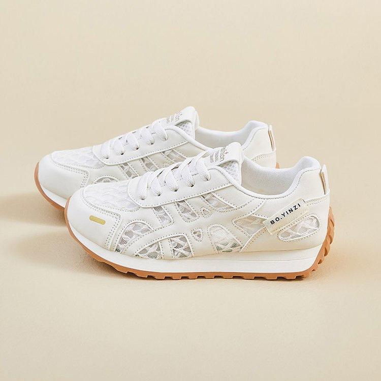 Mesh breathable sports shoes women's 2025 new summer hollow little white German training shoes versatile casual running mesh shoes