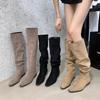 2025 Autumn and Winter New Fashion Versatile Big Tube Circumference Boots Women's Wide Tube Thick Leg Long Boots Flat Bottom Stacking Boots