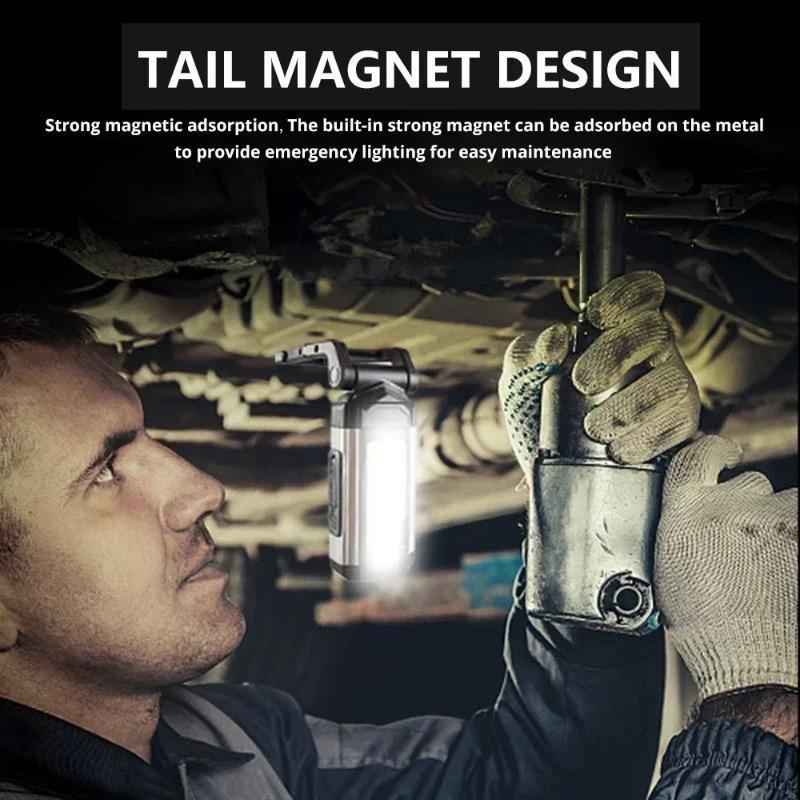 8000mAh High Power Portable COB Magnetic Work Light Rechargeable LED Flashlight Super Bright Camping Waterproof Car Repair Lamp with Brackets