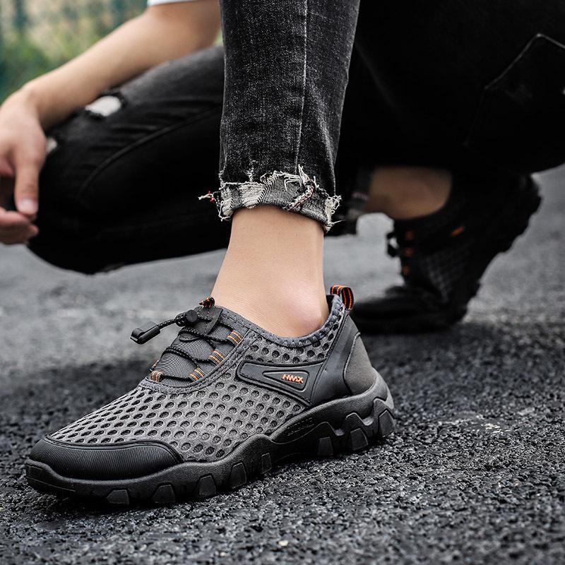 

Мужские дышащие уличные альпинистские ботинки - Весна и осень, мягкая подошва, модная сетчатая спортивная повседневная обувь 40 серый