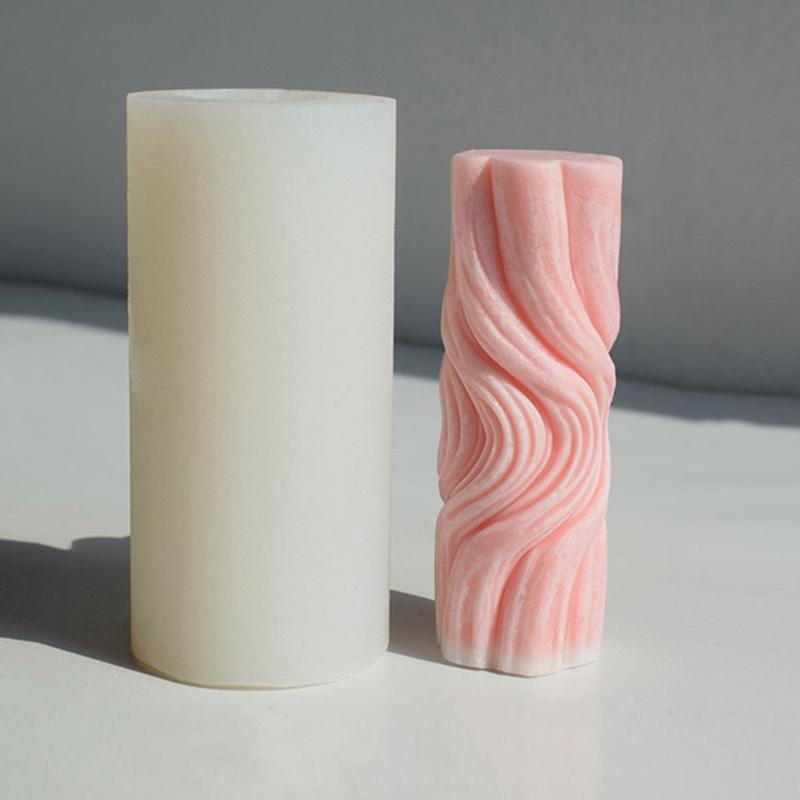 Silicone Candle Mold for Home Decorations Waxes Mold Water Ripple Cylindrical Candle Making DIY Aromatherapy Candle Art