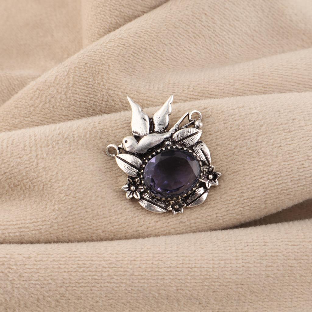 Natural Iolite Gemstone Silver Pendant 0.5" 925 Sterling Silver Designer Jewelry For Gift CP-43-10