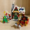 1 Set of Christmas House Model Building Blocks DIY Santa Sleigh Puzzle Assembly Bricks Kids Toys Holiday Gifts Home Decoration