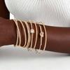 Vnox Shiny Zircons Wire Cuff Bracelet For Women, Luxury Versatile Stacked Hand Bangles, Statement Jewelry Christmas Gift