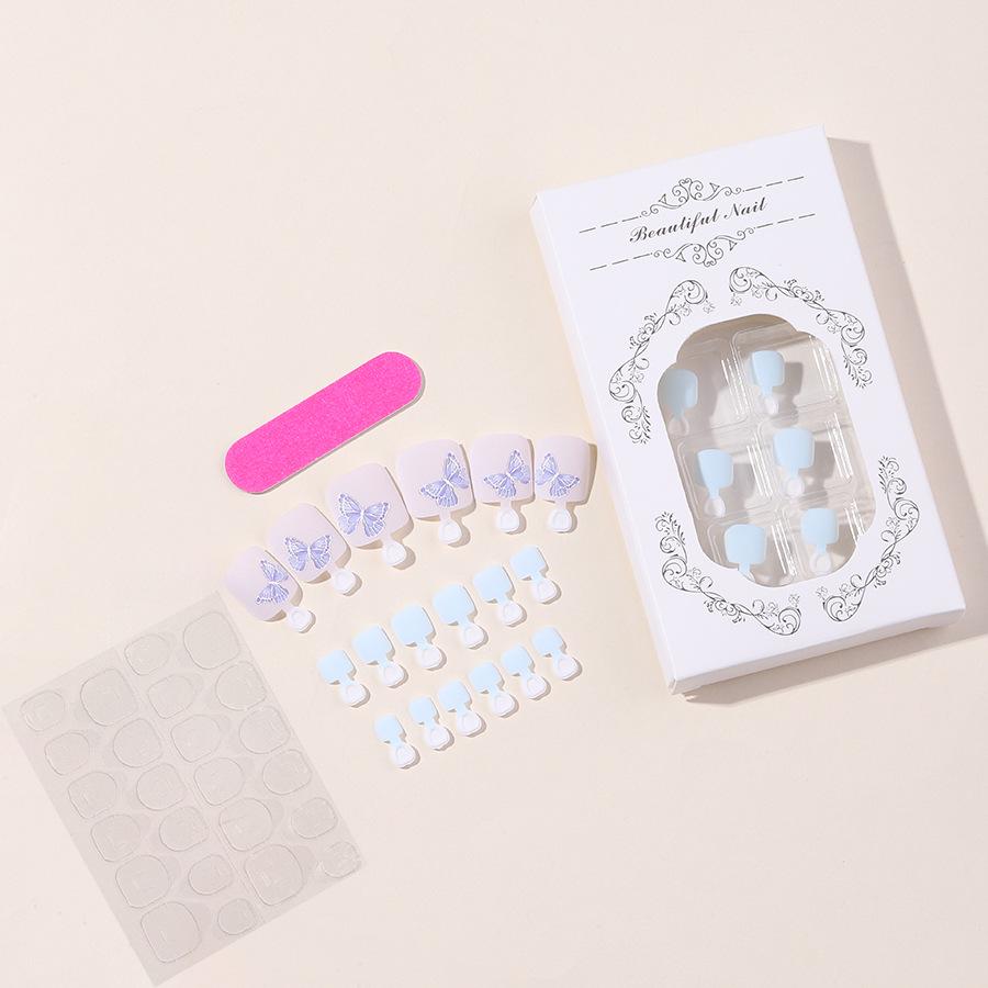 

Съемные накладные ногти «Фиолетовая бабочка»: Минималистичные однотонные милые накладные ногти