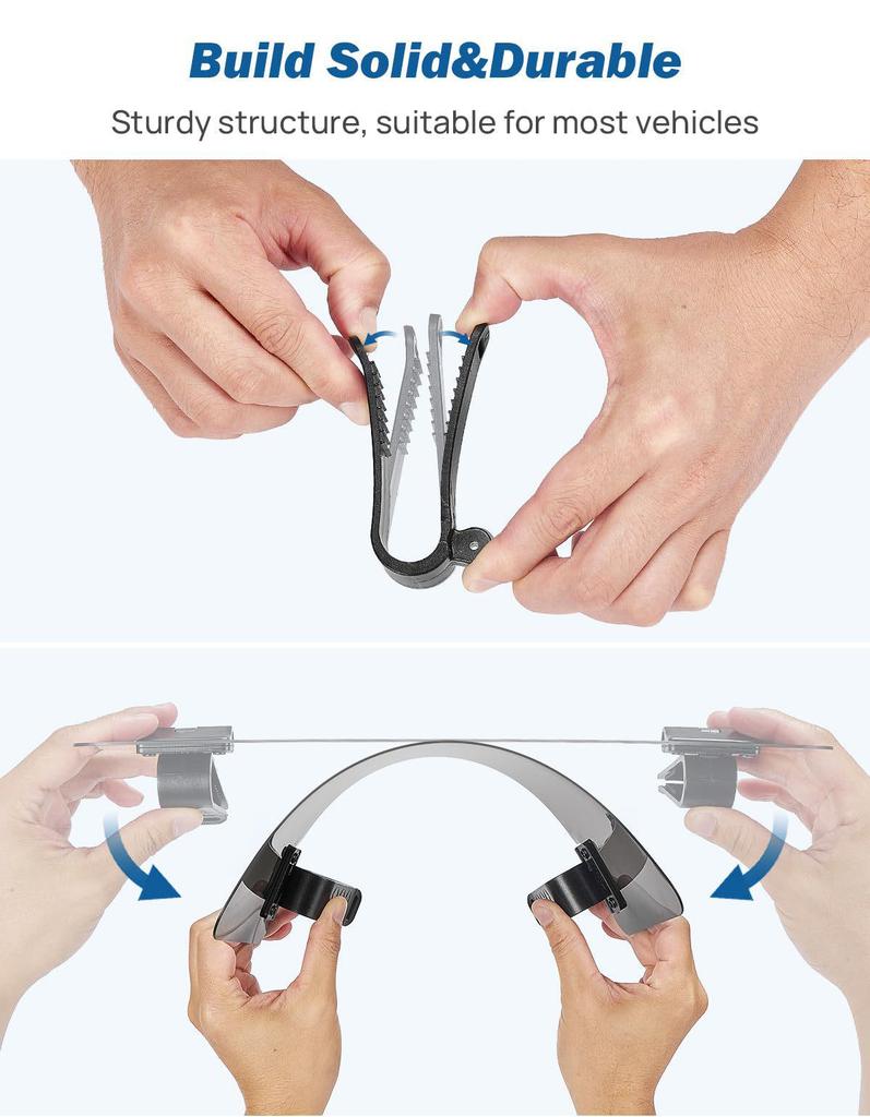Universal Adjustable Car Sun Visor Extender with Double Clips
