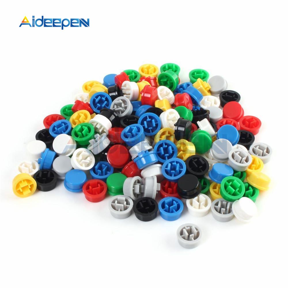 140Pcs 7 Colors*20pcs Tactile Push Button Switch Cap 12*12*7.3MM Micro Switch Button Tact Cap 5 Colors 12X12X7.3mm for Arduino