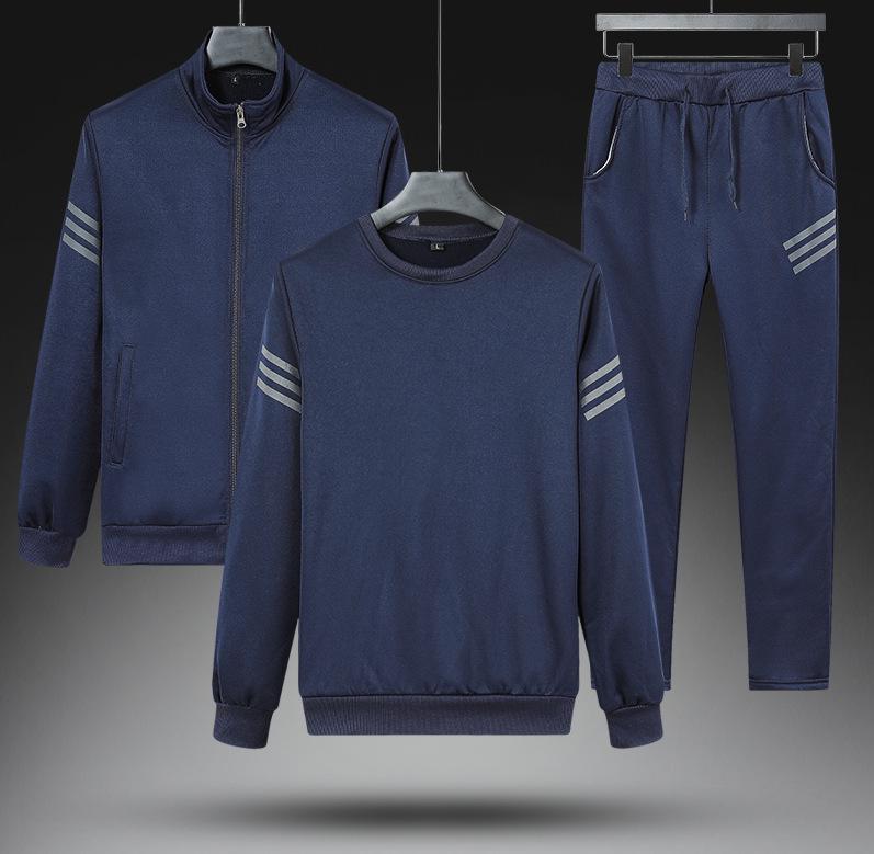 Men's Spring/Autumn Three-Piece Running Suit: Cardigan & Long Pants for Middle-Aged & Elderly Casual Wear