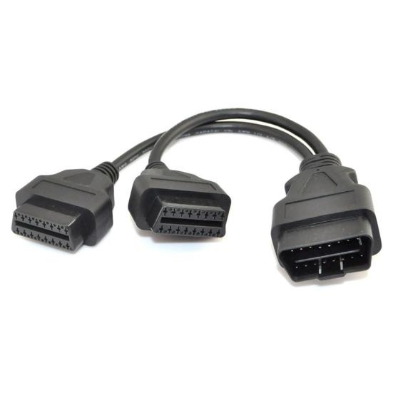 30cm ODB2 Y-Splitter Extension 16 Pin Cable Male To Dual Female Cord Adapter