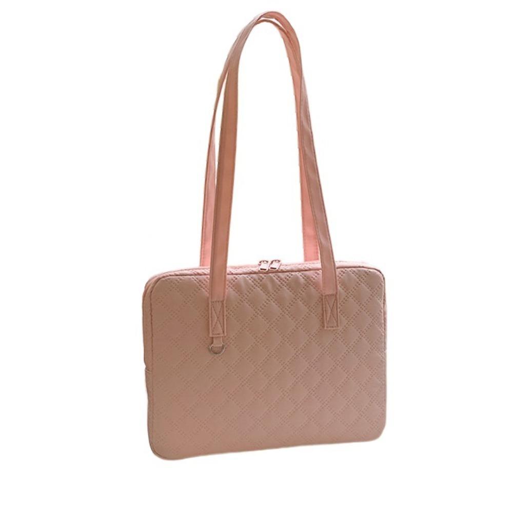 

Handbag Laptop Shoulder Bag Simple Solid Business Briefcase Bag Computer Storage Bag Women Men Pink 11inch