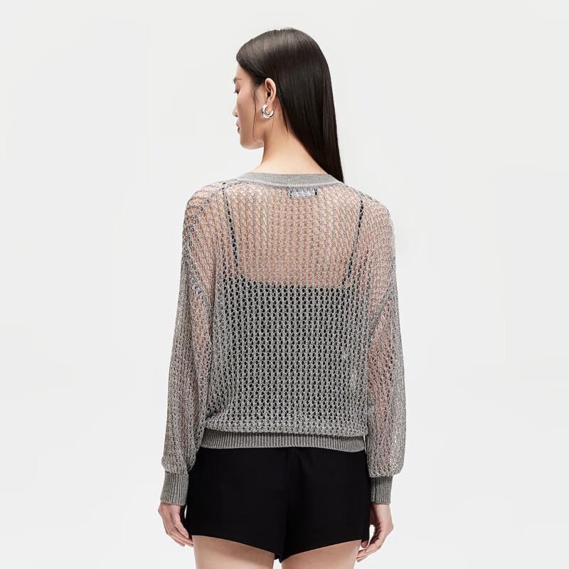 VEROMODA Metallic V-Neck Tie-Front Knit Sweater