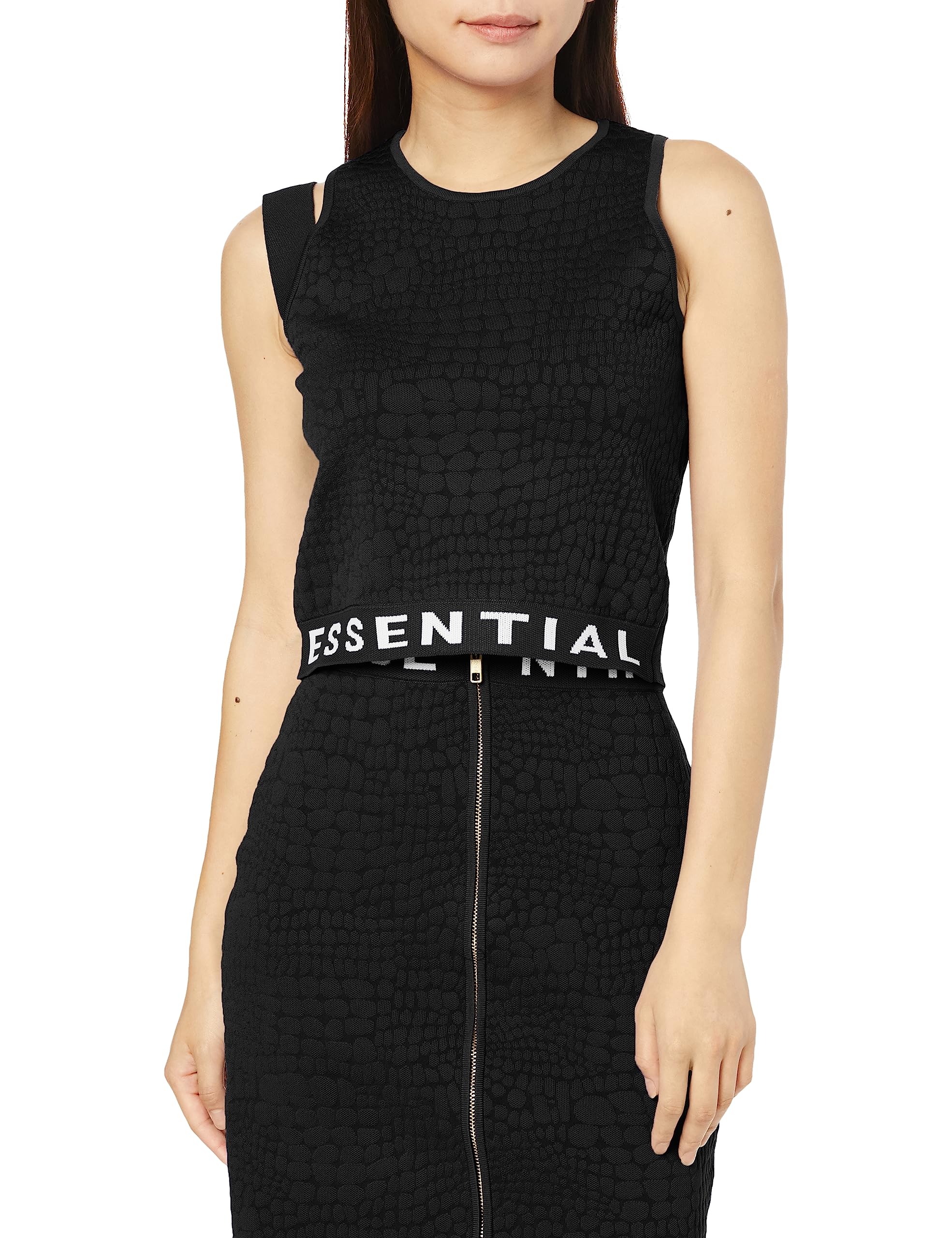 

Double Standard Clothing ESSENTIAL Crocodile Print Sleeveless Black Top, 2509-060-233, Women s, чёрный