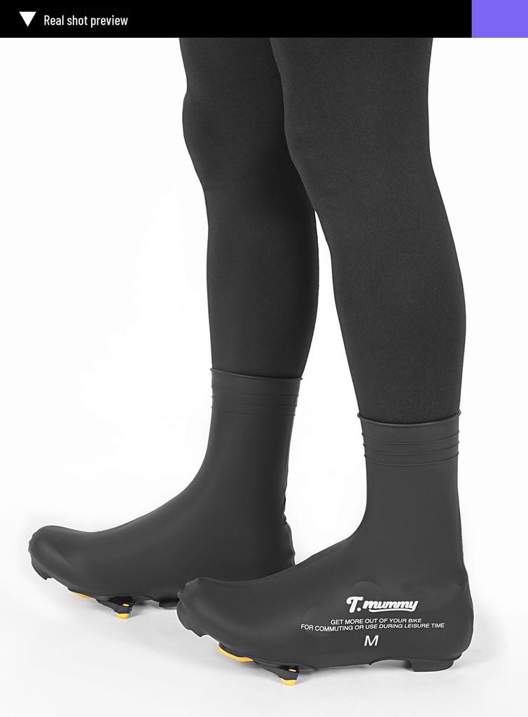 Unisex Windproof Waterproof Cycling Shoe Covers - Warm High-Top Elastic Fit for Road Biking