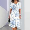 2025 Summer New Chinese Style Floral Print Ladies Dress Women Elegant Dress Plus Size Long Dress Ladies Clothing